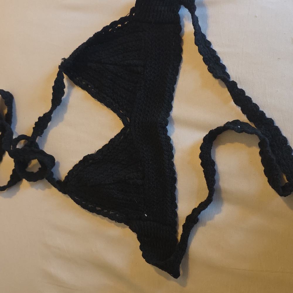 American Eagle Black Crochet Top Size XS